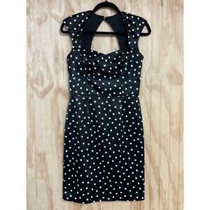 White House Black Market Polka Dot Dress Open Back Hidden Zipper 4 Retro Y2K